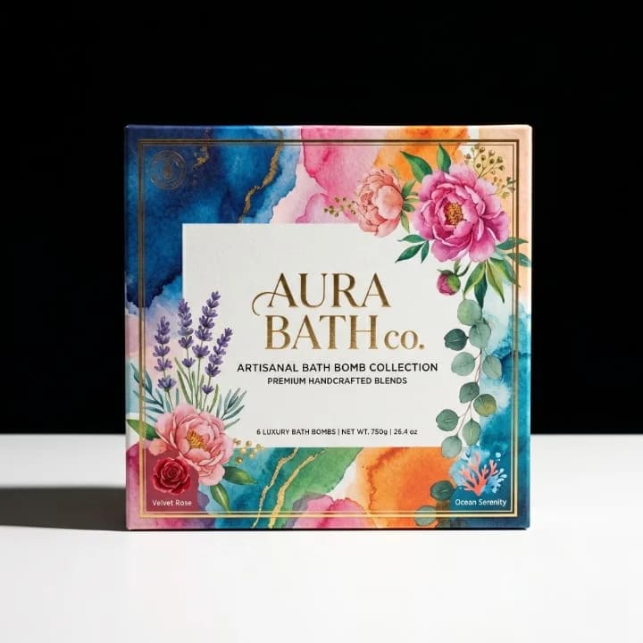 Custom Bath Bomb Boxes - Custom bath bomb boxes with colorful printed design, Cardboard / Kraft, Matte / Gloss Lamination (photo 2 of 4)