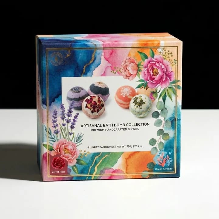 Custom bath bomb boxes with colorful printed design