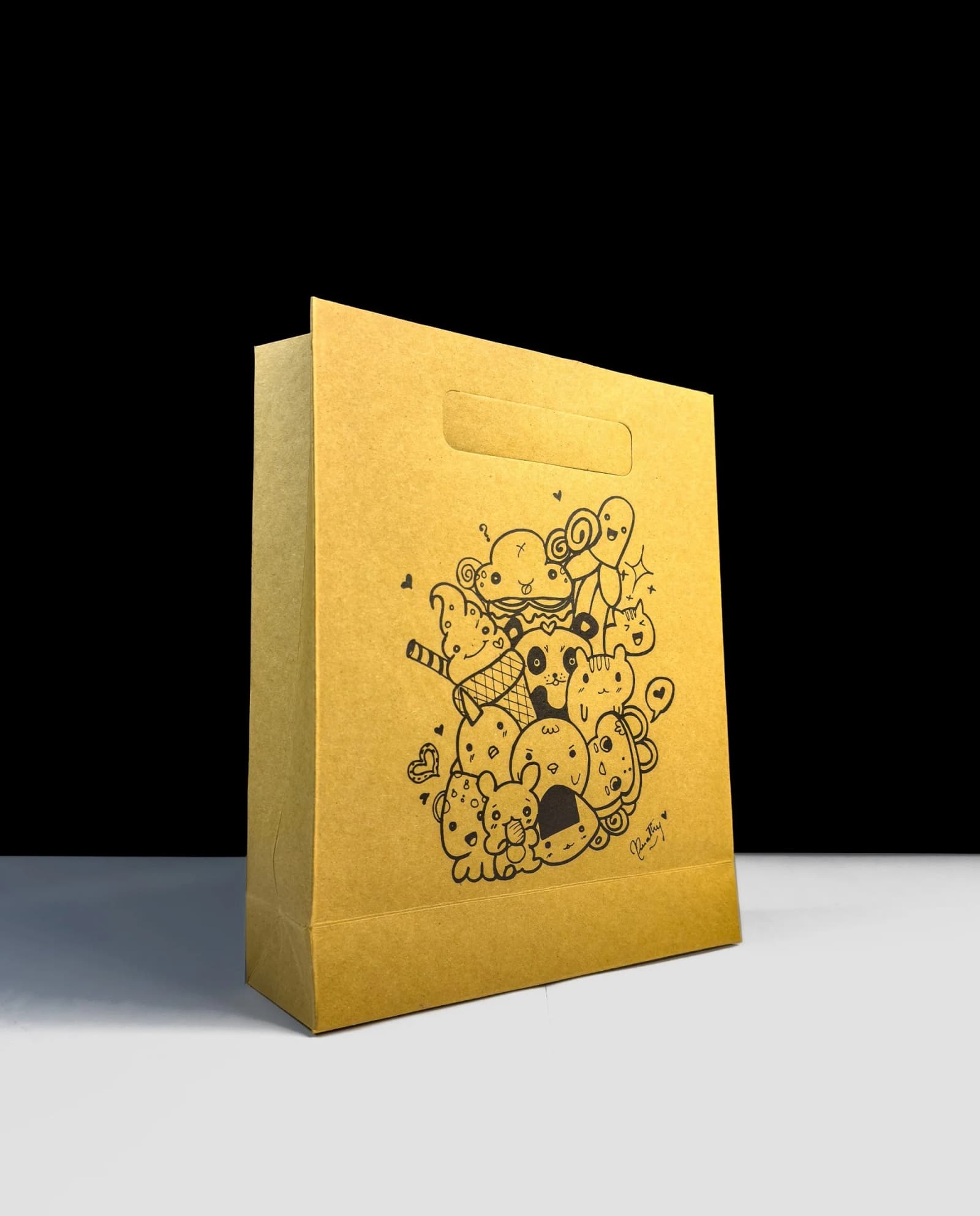Custom printed kraft paper bags with twisted handles