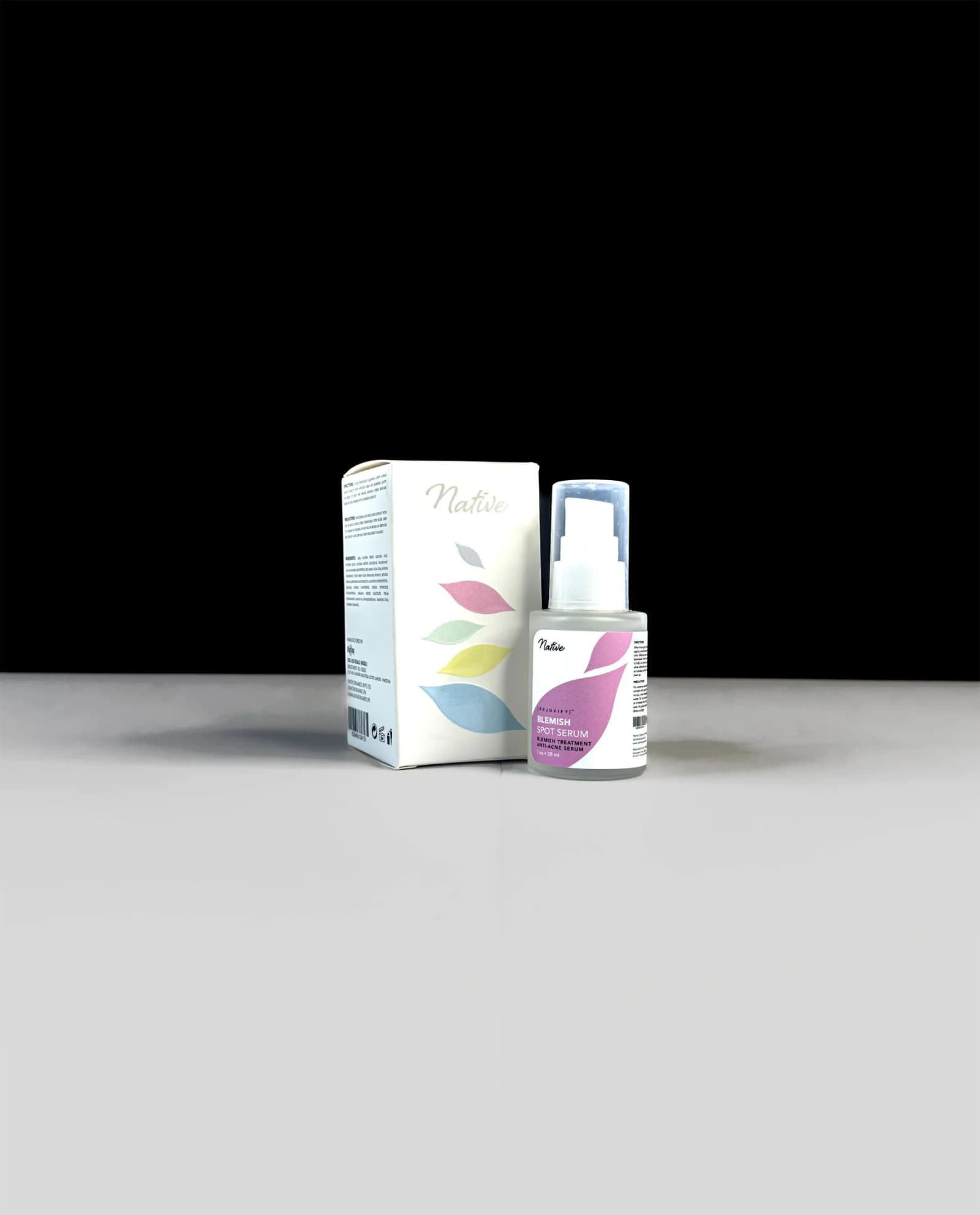 Custom serum box shown with a 30ml skincare serum bottle