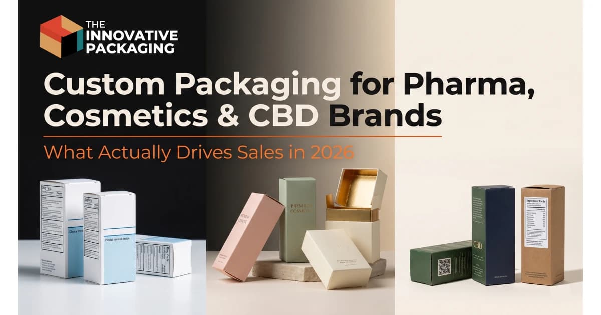 Custom packaging boxes for pharmaceutical, cosmetic, and CBD products displayed together