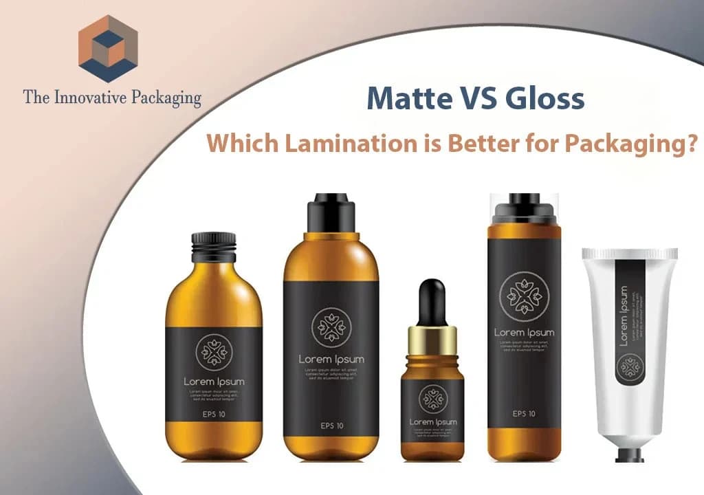 Side-by-side comparison of matte and gloss laminated packaging boxes